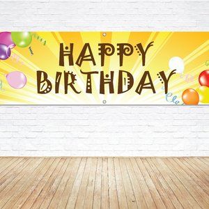 HAPPY BIRTHDAY Generic Vinyl Banner 6ft. Sign Bday Party Decor Display Surprise
